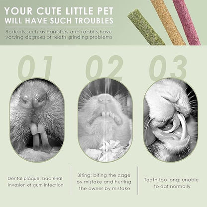 ERKOON Timothy Hay Sticks,Rabbit Chew Toys for Teeth Natural Molar Sticks Rabbits Treats for Bunnies, Chinchilla Guinea Pigs, Gerbil, Hamster (25 Pcs)