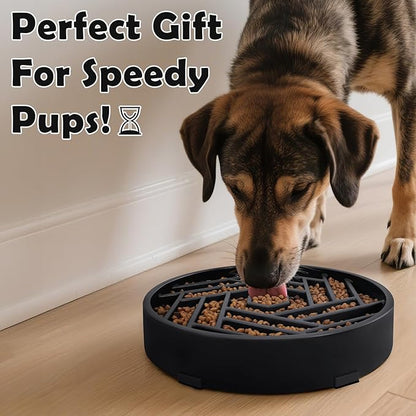 TOBYTO Slow Feeder Dog Bowls Large Medium Breed,Anti-Choking Slow Eating Dog Food Bowl,Non Slip Pet Slower Food Feeding Bowls Large Puzzle Slow Feeder Bloat Stop Maze Dog Dishes,Black