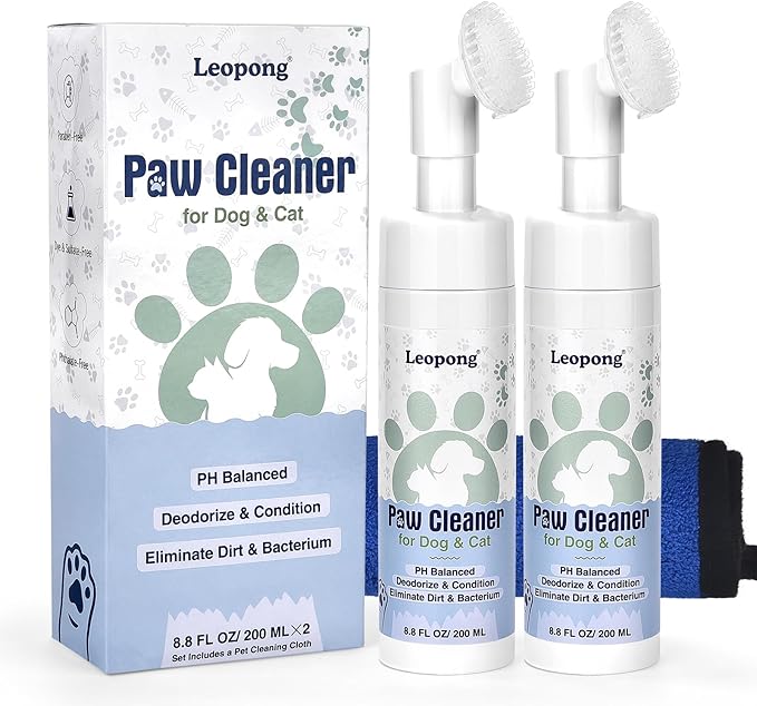 Dog Paw Cleaner,Dog Paw Wash Care for Dogs Large Medium Small XL Breed,2 Pack Waterless Foam with Silicone Scrubber, Dogs Cats Feet Paw Cleaner