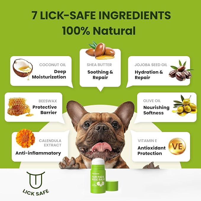 Lick-Safe Dog Paw & Nose Balm with Coconut Oil | Winter Snow, Road Salt & Cold Pavement Protector | All-Natural Moisturizer & Soother for Dry, Cracked Pads & Snout | Horse Hoof, Joint Care