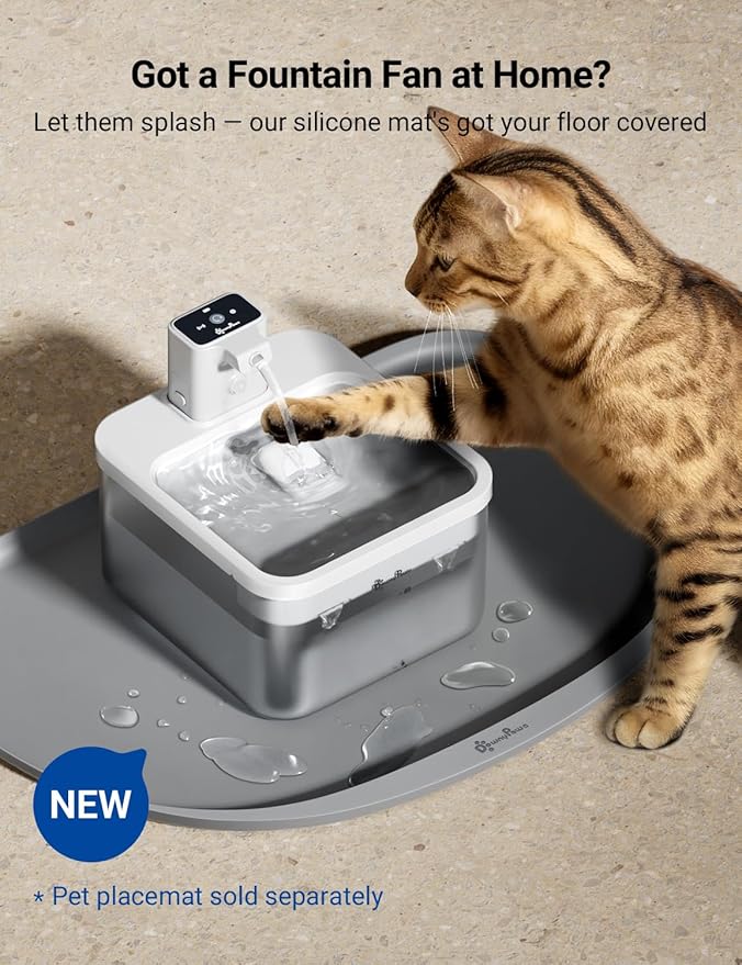 DownyPaws Battery Operated Cat Water Fountain, 84oz/2.5L Fursink Wireless Pet Water Fountain for Cats Inside, Automatic Dog Water Dispenser with Motion Sensor, Ultra Quiet Pump, BPA-Free, White