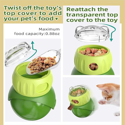 KADTC Wobble Cat Treat Dispenser Toy U.S. Brand & Design for Indoor Cats Enrichment Ball Kitten Kibble Dispensing Food Balls Slow Feeder Toys Kitty Interactive Stimulating Toys
