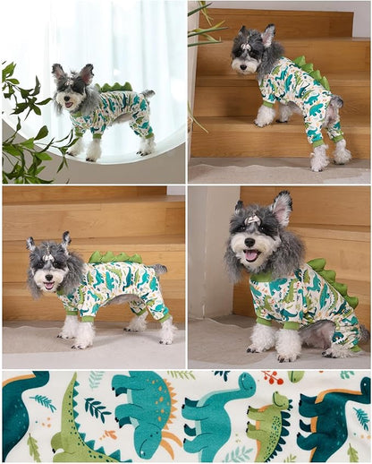 CuteBone Dinosaur Costume Dog Pajamas, Stretchy Spandex Crystal Velvet Sleepwear Coat for Small Dogs, Soft & Warm Pet Outfit Clothes for Cold Weather, Cozy Pullover Design COSP05L