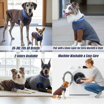Winter Classic Warmth & Windproof Turtleneck Vest Fleece Dog Sweater, Lightweight & Ultra-Soft Coat for Large Dogs with Back-Zipper, Thermal Doggie Vests Clothes with Reflective Strips(Grey, 2XL)