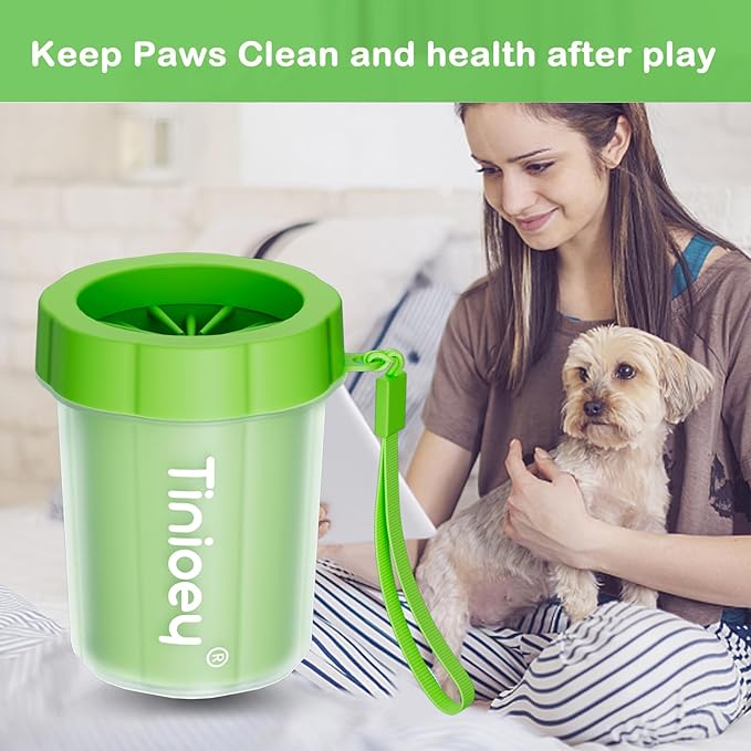 Dog Paw Cleaner for Small Dogs (with 3 Absorbent Towels), Dog Paw Washer, Paw Buddy Muddy Paw Cleaner, Pet Foot Cleaner (Small, Green)