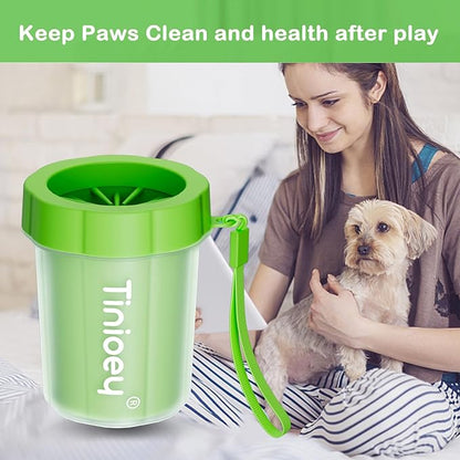 Dog Paw Cleaner for Small Dogs (with 3 Absorbent Towels), Dog Paw Washer, Paw Buddy Muddy Paw Cleaner, Pet Foot Cleaner (Small, Green)