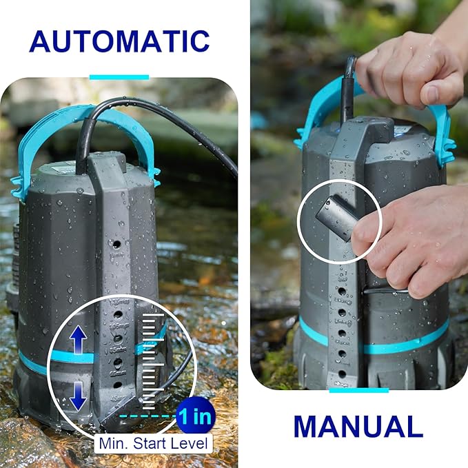 Aquastrong Automatic Sump Pump, 1/2 HP Submersible Water Pump, 3159 GPH Utility Pump High Flow Water Removal for Swimming Pool, Garden Pond, Basement, Window Wells with 10ft Long Power Cord