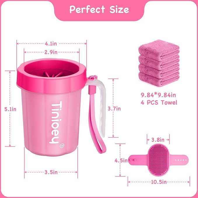 Paw Cleaner for Dogs Medium Small Breed with Handle | Dog Paw Cleaner to Clean Muddy Paws | Dog Foot Cleaner Paw Washer for Dogs & Pets| Dog Feet Washer (Red)