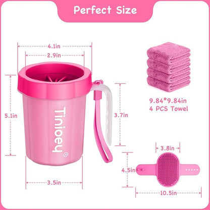 Paw Cleaner for Dogs Medium Small Breed with Handle | Dog Paw Cleaner to Clean Muddy Paws | Dog Foot Cleaner Paw Washer for Dogs & Pets| Dog Feet Washer (Red)