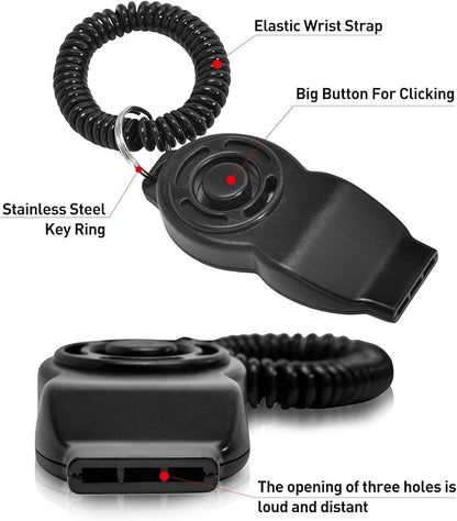 Dog Training Clickers and Whistle in One, Consistent Positive Reinforcement for Puppies, Fix Undesired Behaviors, Pet Training Clicker for Dog Cats Puppy Birds Horses, 2-Pack(White + Black)