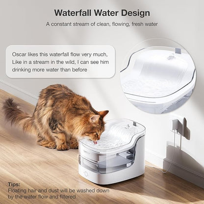 Cat Water Fountain Smart App Control 8 Layers Filtration BPA-Free & Ultra-Quiet Dogs Automatic Water Dispenser Water Fountains for Cats Indoor Wireless Pump Pet Health Manager 2.4G WiFi
