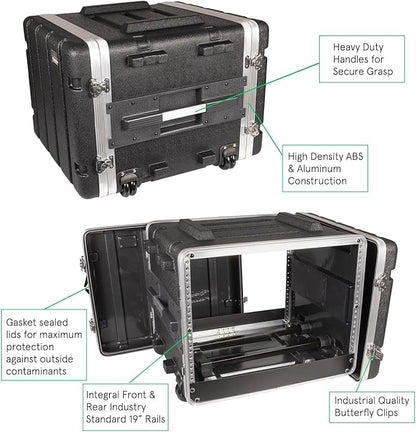 Stackable 17" Depth, 19" ABS Rack Flight Case (7U with Pull Handle)