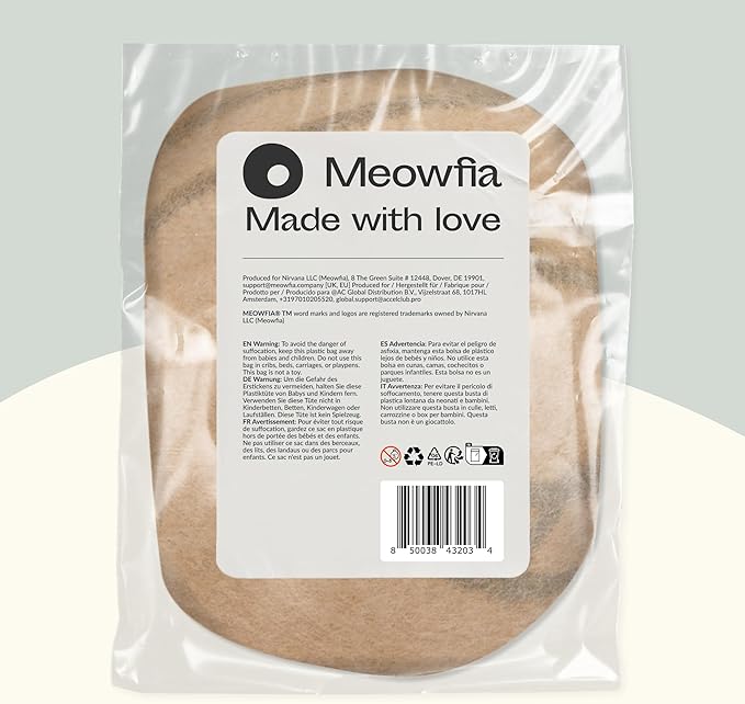 MEOWFIA Cat Cave – Premium Felt Cat Bed for Indoor Cats, Handmade 100% Merino Wool, Cat (Beige, Large)