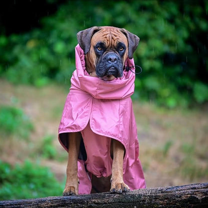 Spark Paws Dog Raincoat, Waterproof Windproof Rain Jacket, for Small Medium Large Extra Large Dogs, Reflective Breathable Full-Body Coverage Dry Suit - Sea Pink, S