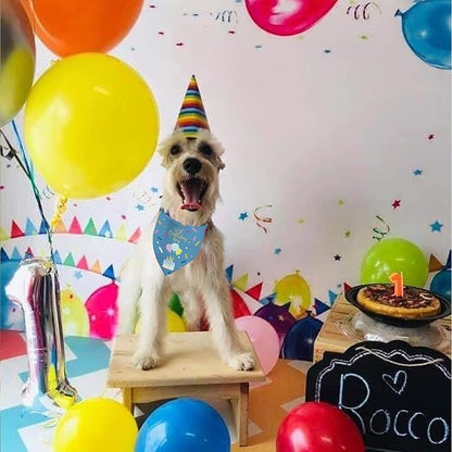 Birthday Boy Dog Bandana Puppy Scarf, Adjustable Triangle Double-Layer Reversible Pet Bandanas for Dogs Boy Birthday Party XL
