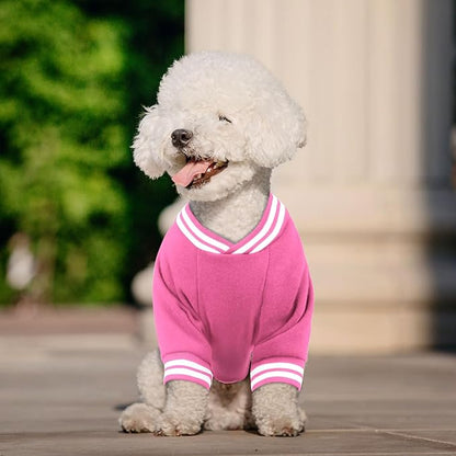Dog Sweaters for Small Dogs, Brushed Fleece Dog Sweater Baseball Jacket Pet Clothes Soft Warm Sweatshirt Puppy Sweater Boy Girl Pet(Pink-S)