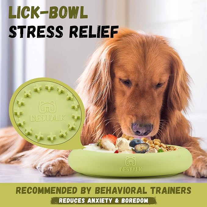 Dog Lick Bowl, Bestalk Anxiety Relief Slow Feeder Dog Lick Mat Treat Dispenser, Non-Slip Licking Bowl Enrichment Toys, BPA Free Silicone, Dishwasher Safe