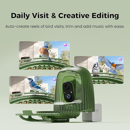 HIXX Smart Bird Feeder with 4MP Camera – Auto Capture Video, AI Bird Identification, Large Capacity & Seed Guard, Solar Powered Night Light, Live Birdwatching Camera for Lovers, Family & Friends