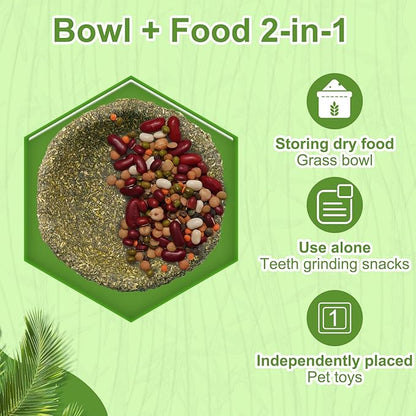 Jiaxix 5 Pack Furry Timothy Hay Chewing Bowl for Guinea Pig & Bunnies,Edible Guinea Pig Food,Guinea Pig Toys, Bunny Toys