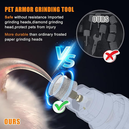 Dog Nail Grinder Quiet - Professional 2-Speed Electric Pet Nail Trimmer with Guard, Rechargeable & Painless Claw Grinder for Small Medium Large Dogs & Cats, Low Noise & Vibration