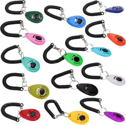Lawei 30 Pcs Dog Training Clicker with Wrist Strap, 14 Color Pet Training Clickers for Dogs Cats Birds Horses, Durable Animal Behavior Trainer Clicker Kit for Obedience and Positive Reinforcement