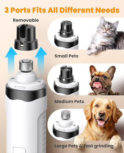 oneisall Dog Nail Grinder and Paw Trimmer Kit 3 in 1 Quiet Rechargeable Electric Pet Nail Grinder with 2 LED Lights and Cordless Dog Grooming Safe Clippers