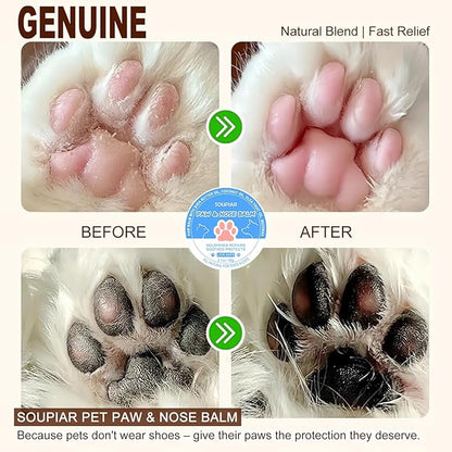 Vet-Approved Dog Paw Balm & Nose Butter 2.1oz - Lick-Safe All-Natural Moisturizer with Coconut Oil, Nourishes Dry Paws & Noses, Protects Against Hot Pavement & Winter Cold for Dogs, Cats & Horses