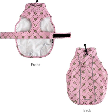 Adjustable Waterproof Dog Raincoat for Dogs,Lightweight Pet Rain Jacket Puppy Clothes with Reflective Strip for Small Medium Large Dogs(X-Large,Gold Cheery Blossoms Pink)