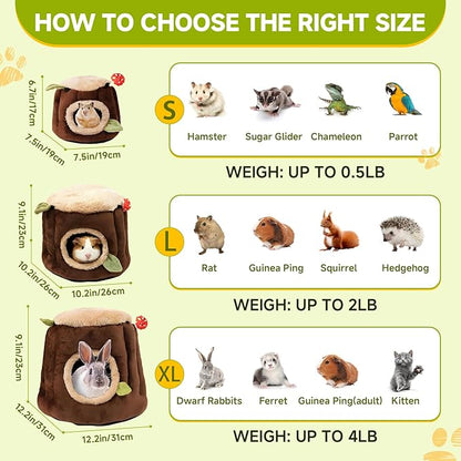 LYART Guinea Pig Hamster Bedding or Hideout for Mouse Mice Rat Ferret Bunny Fluff Bedding Bed House Cage Accessories, Dwarf Rabbits Hedgehog Bearded Dragon Warm Bedding Nest Cave, Washable (3.XL)