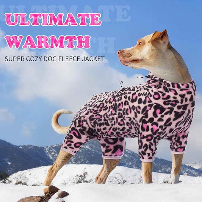 ROZKITCH Fleece Small Dog Pajamas, Pet Windproof Warm Cold Weather Jacket Vest with Luminous Zipper, Jumpsuit Apparel Outfit Clothes for Small Medium Large Dog L-Pink XS