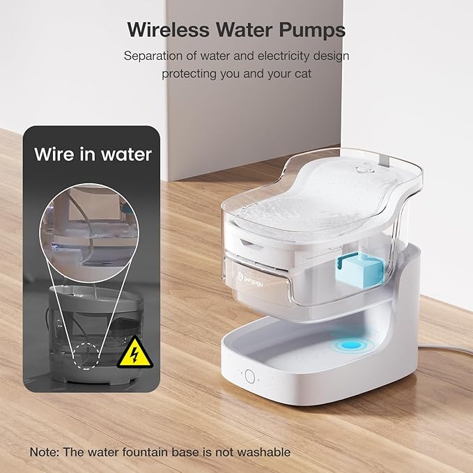 2L Cat Water Fountain Smart App Control,8 Layers Filtration Automatic Water Dispenser for Cats Dogs pet Water Fountain Wireless Pump 2.4G WiFi PF1