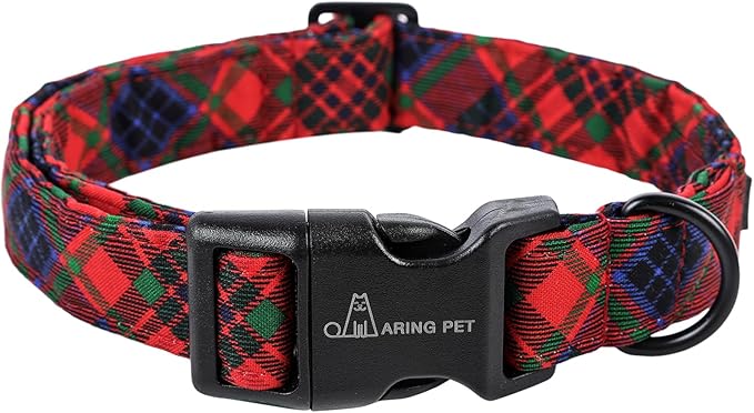 ARING PET Christmas Dog Collar, Cute Red Green Black Purple Plaid Pet Collars with Quick Release Buckle for Puppy Small Medium Large Boy Girl Dogs-XS