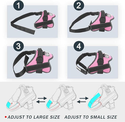 Bolux Dog Harness, No-Pull Reflective Dog Vest, Breathable Adjustable Pet Harness with Handle for Outdoor Walking - No More Pulling, Tugging or Choking (Pink, S)
