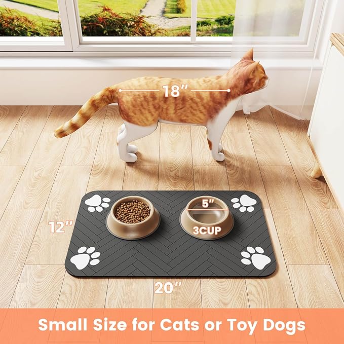 Pet Feeding Mat-Absorbent Pet Placemat for Food and Water Bowl, with Waterproof Rubber Backing, Quick Dry Water Dispenser Mat for Dog and Cat (27"x17", Lime Green)