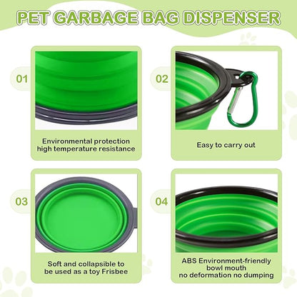 JIURUN Dog Treat Pouch for Pet Training - Dog Treat Bag (Black) - Dog Training Kit, Dog Clicker for Training, Silicone Treat Bag, 2-in-1 Whistle Clicker, Collapsible Dog Bowl, 2 Dog Poop Bag