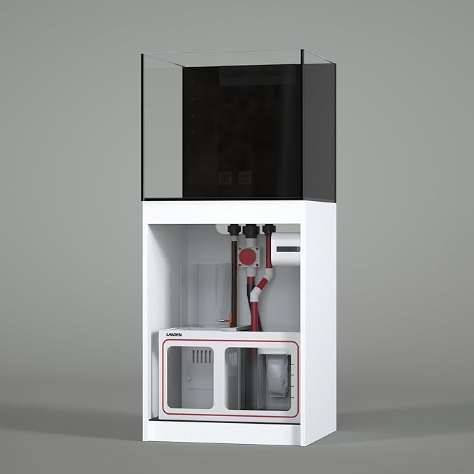 LANDEN RS 60 ReefStar Saltwater Aquarium Reef-Ready Sump Aquarium-50 Gal Display + 20 Gal Sump | 23.6″×21.7″×19.7″ Tank + Cabinet w/Built-in Filtration for Coral & Nano Fish