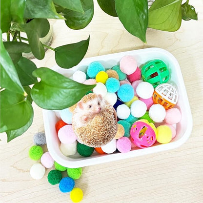 Wzttdm Dig-Box Tray for Hedgehog Cage with Ball Toy, Hedgehog Enrichment Kit Toy, Hedgehogs Accessories, for Hamster, Cat, Small Animal Accessories (White, 8.4 * 5.9 * 1.6in)