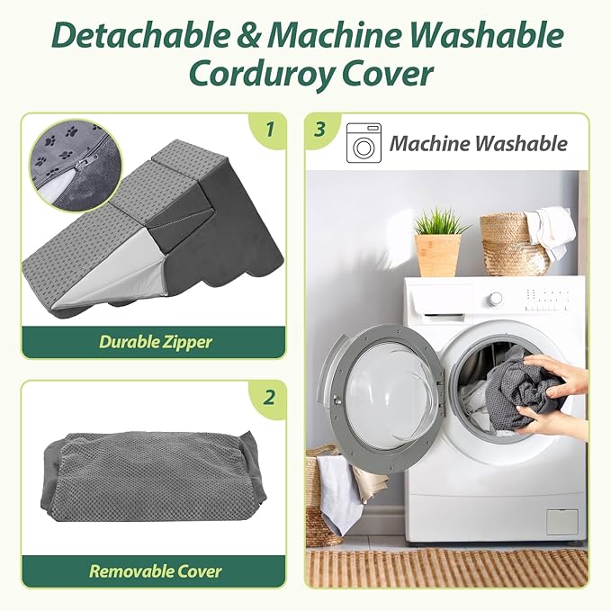 Dog Stairs for Small Dogs and Cats, 5 Tier Dog Steps for Bed and Couch, 23" H Non-Slip Foam Pet Stairs, Gray