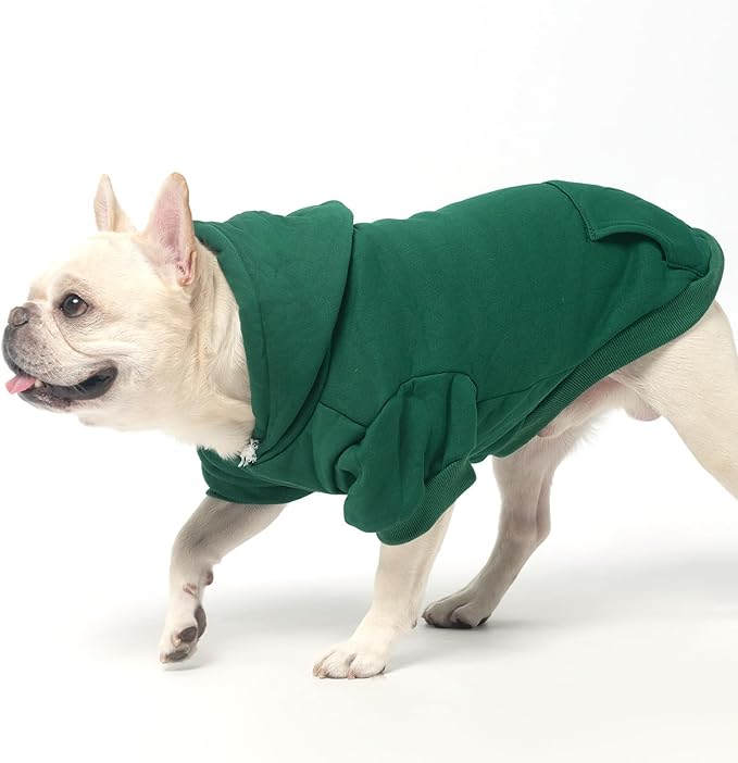 KOOLTAIL Basic Dog Hoodie - Soft & Warm Pet Hoodie Sweater with Leash Hole and Pocket, Dog Winter Coat, Cold Weather Clothes Sweatshirt for Small Medium Large Dogs Puppy Cat Boys Girls Deep Green M
