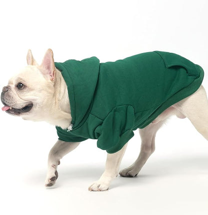 KOOLTAIL Basic Dog Hoodie - Soft & Warm Pet Hoodie Sweater with Leash Hole and Pocket, Dog Winter Coat, Cold Weather Clothes Sweatshirt for Small Medium Large Dogs Puppy Cat Boys Girls Deep Green M