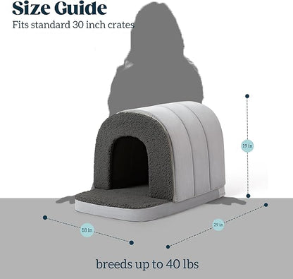 Orthopedic Dog Bed House - Dog House Indoor with Egg-Crate Foam - Tent Bed with Waterproof Lining & Nonskid Bottom, Ideal for Medium Breeds & Fits 30-Inch Crate - 29"x18", Charcoal