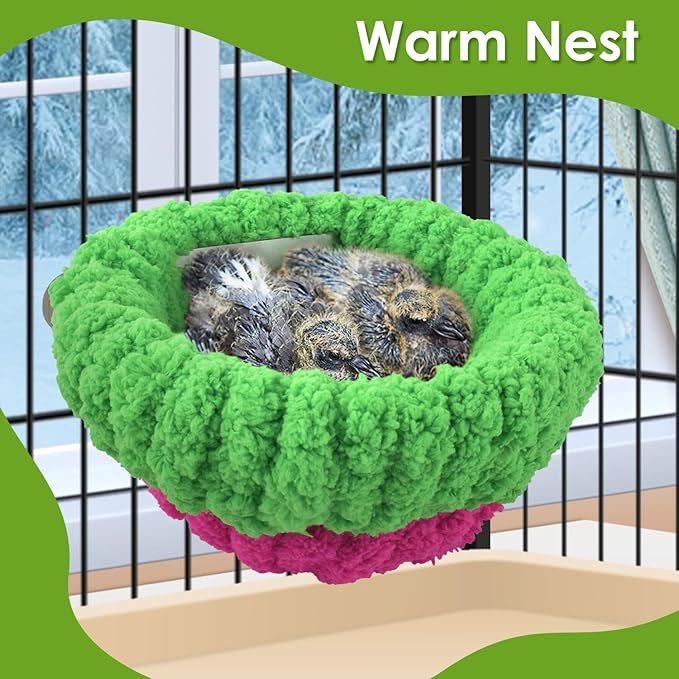 KATUMO Bird Nest, Small Parrot Breeding Bed for Budgie, Parakeet, Cockatiel, Conure, Lovebird, Canary, Finch Birds (Green/Rose, Large)