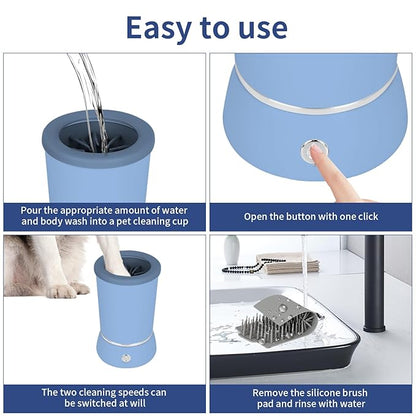 Dog Paw Cleaner，Automatic paw cleaner For dogs, Type-c Charging, Designed For Small To Medium Sized Dogs ，Easy To Carry，Keeps Homes Clean (blue)