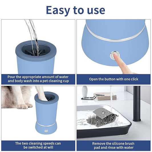 Dog Paw Cleaner，Automatic paw cleaner For dogs, Type-c Charging, Designed For Small To Medium Sized Dogs ，Easy To Carry，Keeps Homes Clean (blue)