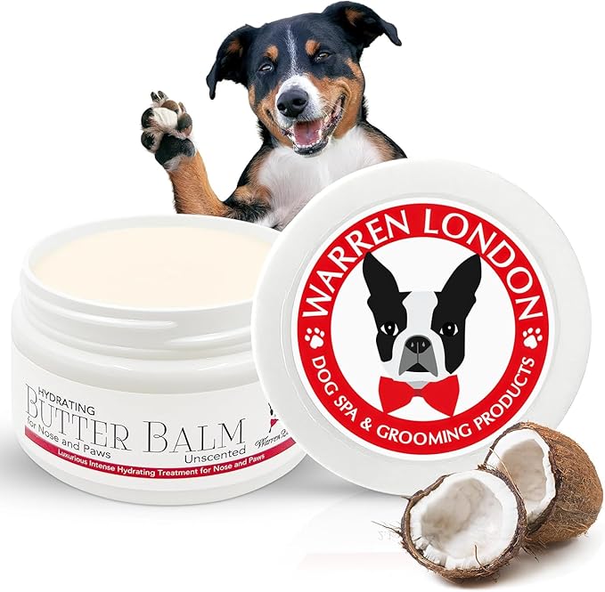 Warren London Hydrating Butter Balm for Dogs – Unscented – Deep Moisture Paw & Nose Cream for Dry, Cracked Pads & Snouts – Lick-Safe, Non-Greasy – Ideal for Frenchies & All Breeds – Made in USA – 4oz