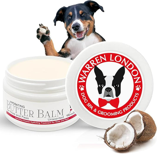 Warren London Hydrating Butter Balm for Dogs – Unscented – Deep Moisture Paw & Nose Cream for Dry, Cracked Pads & Snouts – Lick-Safe, Non-Greasy – Ideal for Frenchies & All Breeds – Made in USA – 4oz