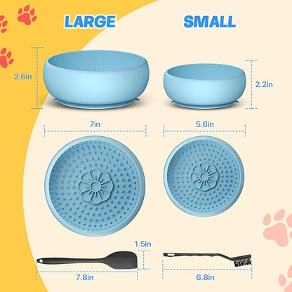 Pawinner 2 Pack Dog Lick Bowl, Freeze Lick Mat for Dogs, Non-Slip Slow Feeder Licking Bowl with Suction Cups, Food Grade Silicone, Enrichment Puzzle Feeder for Distraction