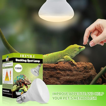 LUCKY HERP Heat Lamp Bulbs - 150W Reptile Heat Lamp 1 Pack, Daylight Basking Heat Lamp Bulbs for Reptile, UVA Heat Light Bulb for Reptiles, Amphibians, Bearded Dragons, Lizards, Turtles, Chickens