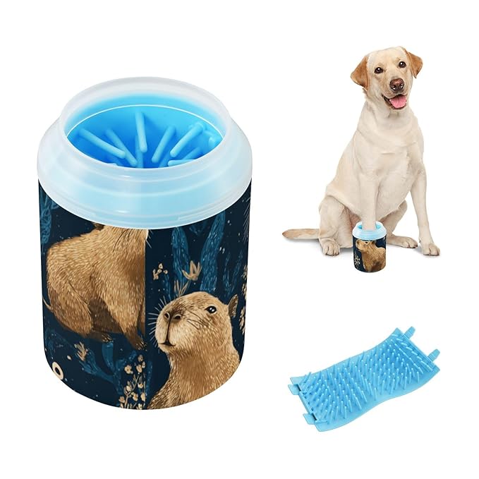 Dog Paw Cleaner Cups for Dogs Pets Foot Washer Paw Scrubber for Medium Small Cats Dogs Cleaning Cup Blue Cute Capybara Anchor Seaweed