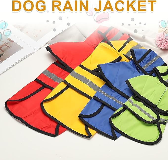 Dog Raincoat, Dog Rain Jacket Waterproof Jacket Reflective Adjustable Hooded Pet Rain Coat with Leash Hole, (Yellow, S), Intended for Large Medium Small Puppies
